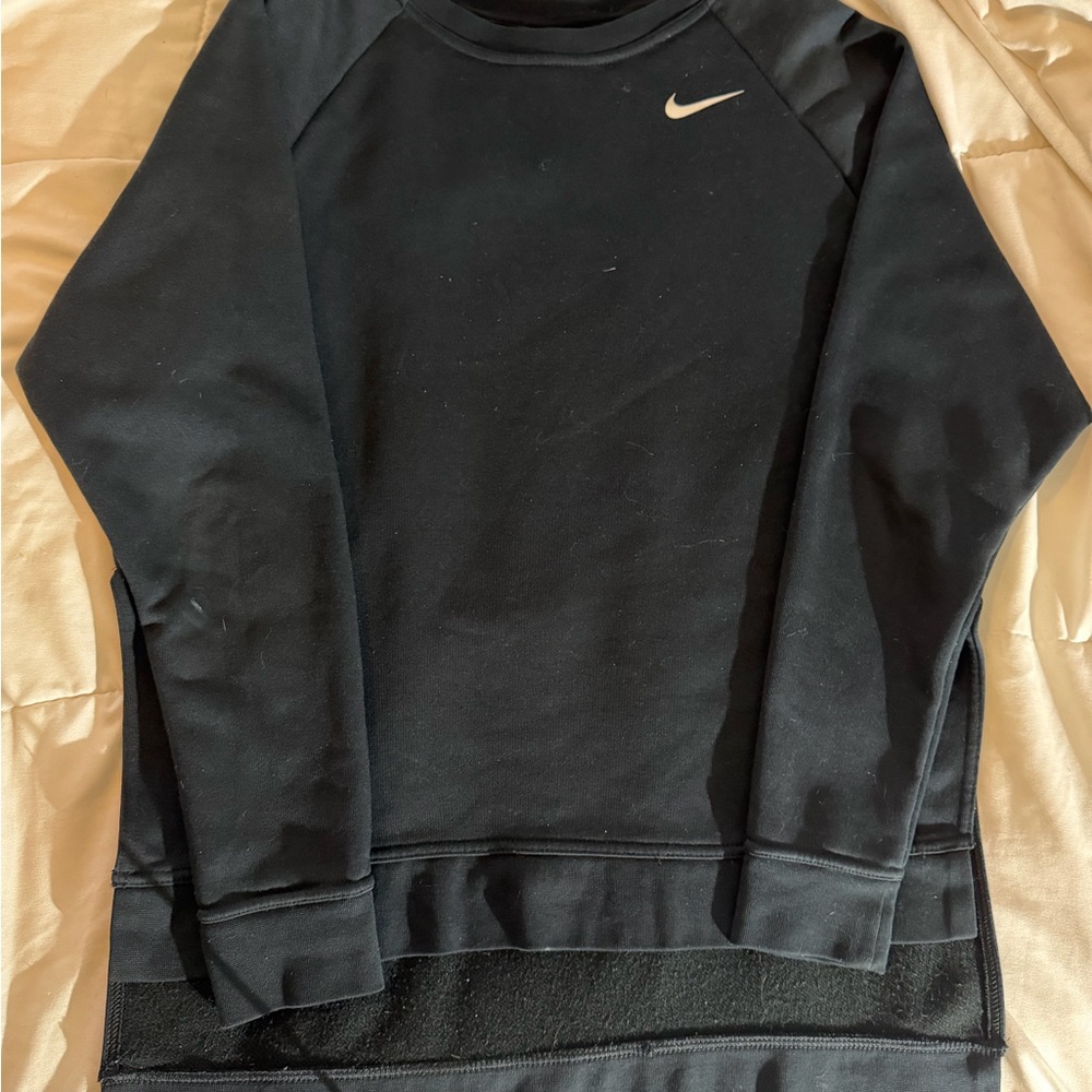 Nike Women's Black Crewneck Sweater with Side Slits